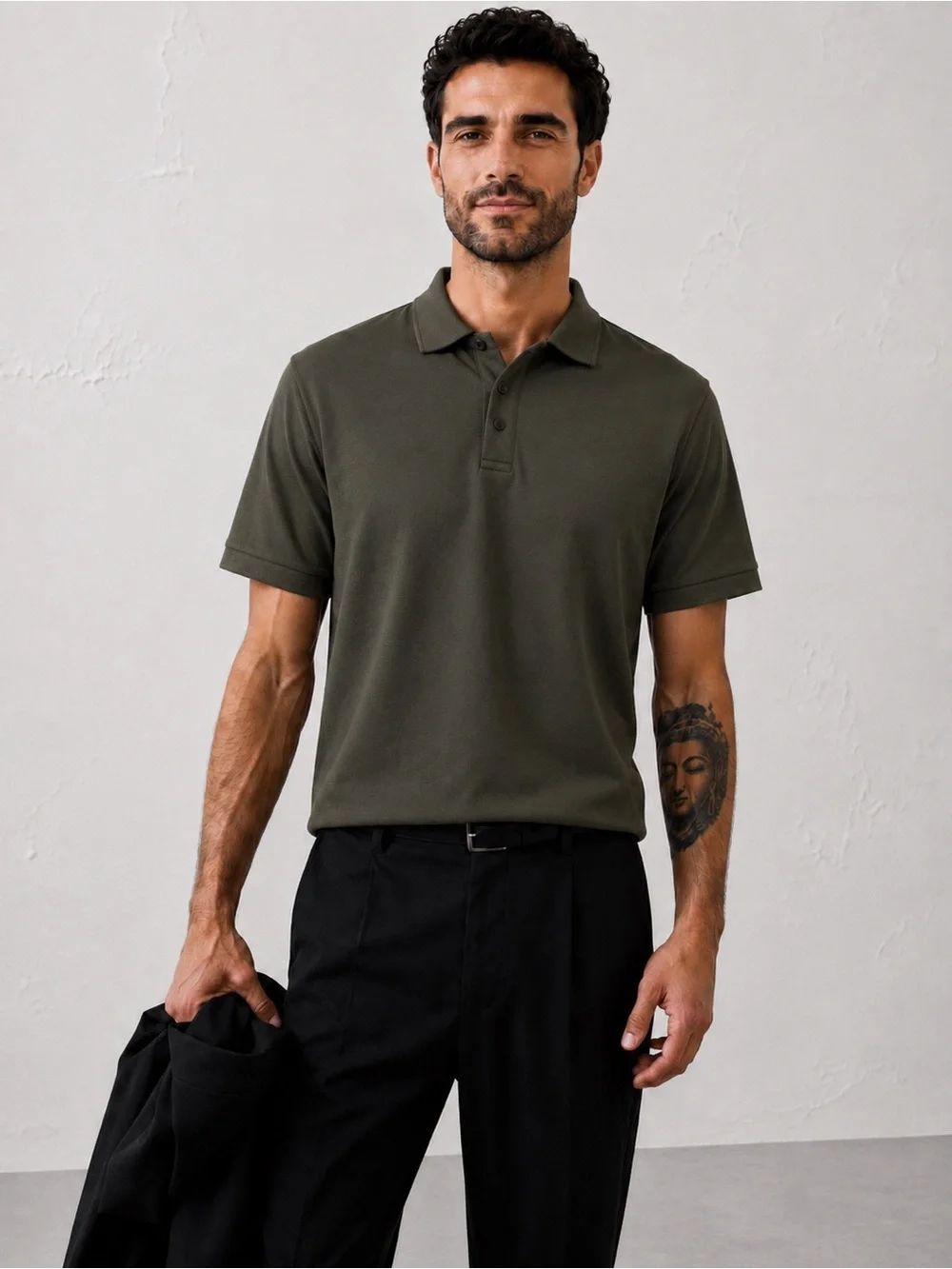Banana Republic Men’s Polo Shirt Bundle Olive Gray Cotton Size L Lot of 2
